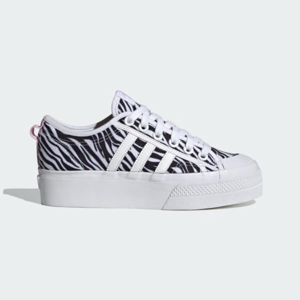 Adidas Nizza Low Top Womens Casual Platform Shoes White Black GZ9681 NEW Size 6 - Picture 2 of 10